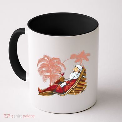 Santa Claus Beach Cocktail Christmas Coffee Mug