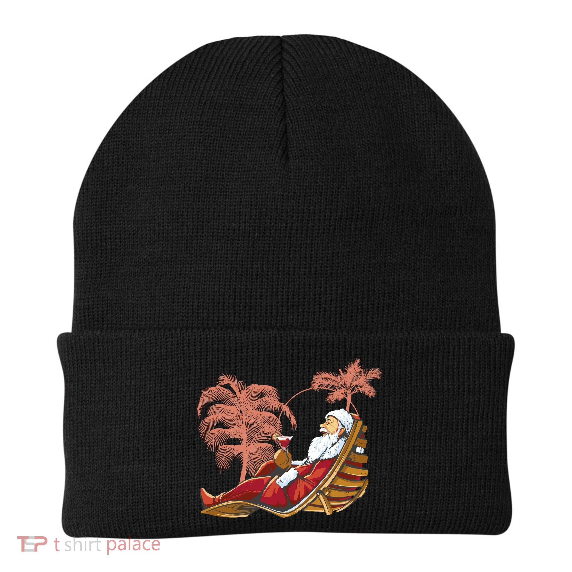 Santa Claus Beach Cocktail Christmas Beanie