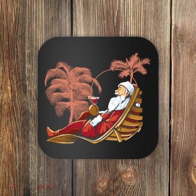 Santa Claus Beach Cocktail Christmas Coaster