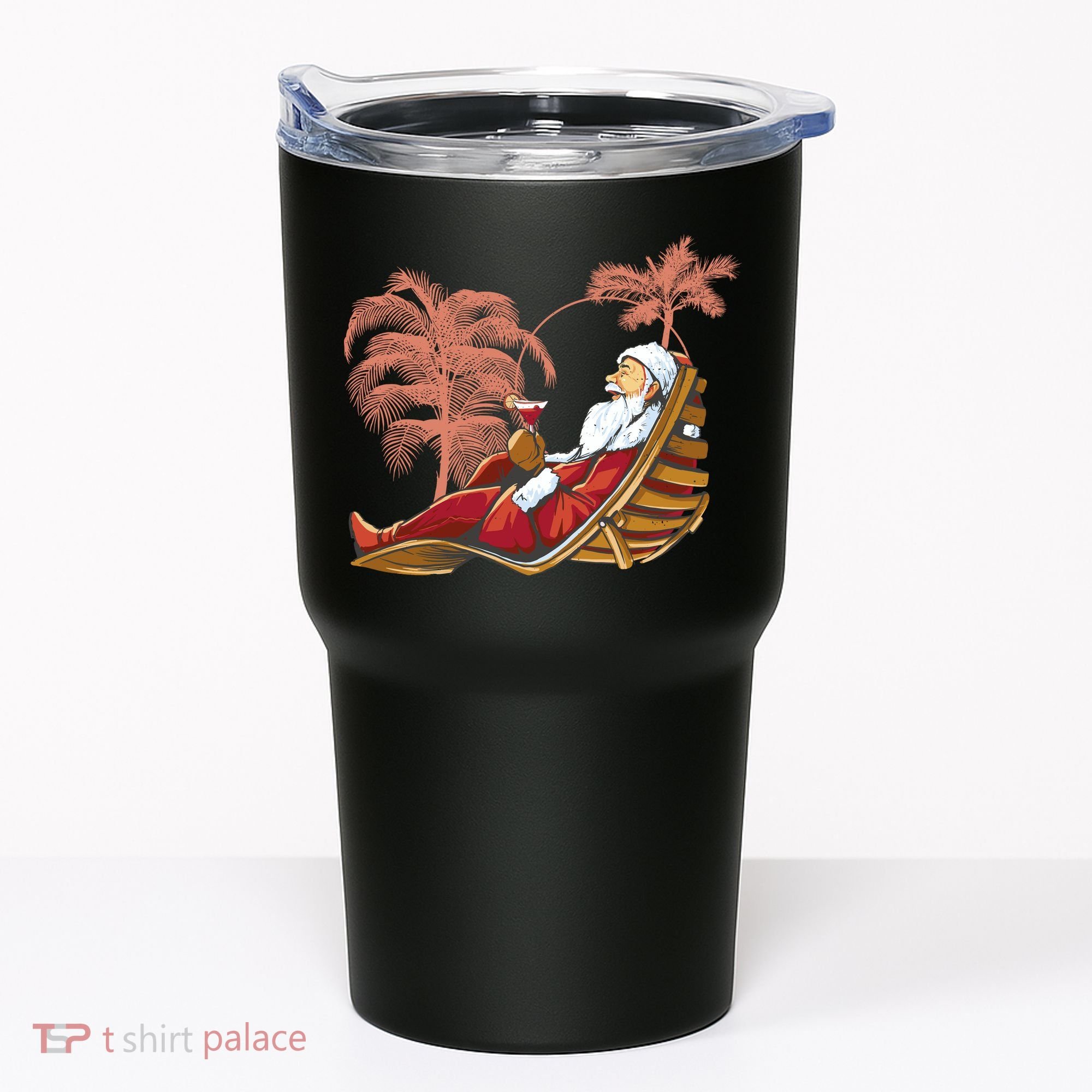 Santa Claus Beach Cocktail Christmas Tumbler