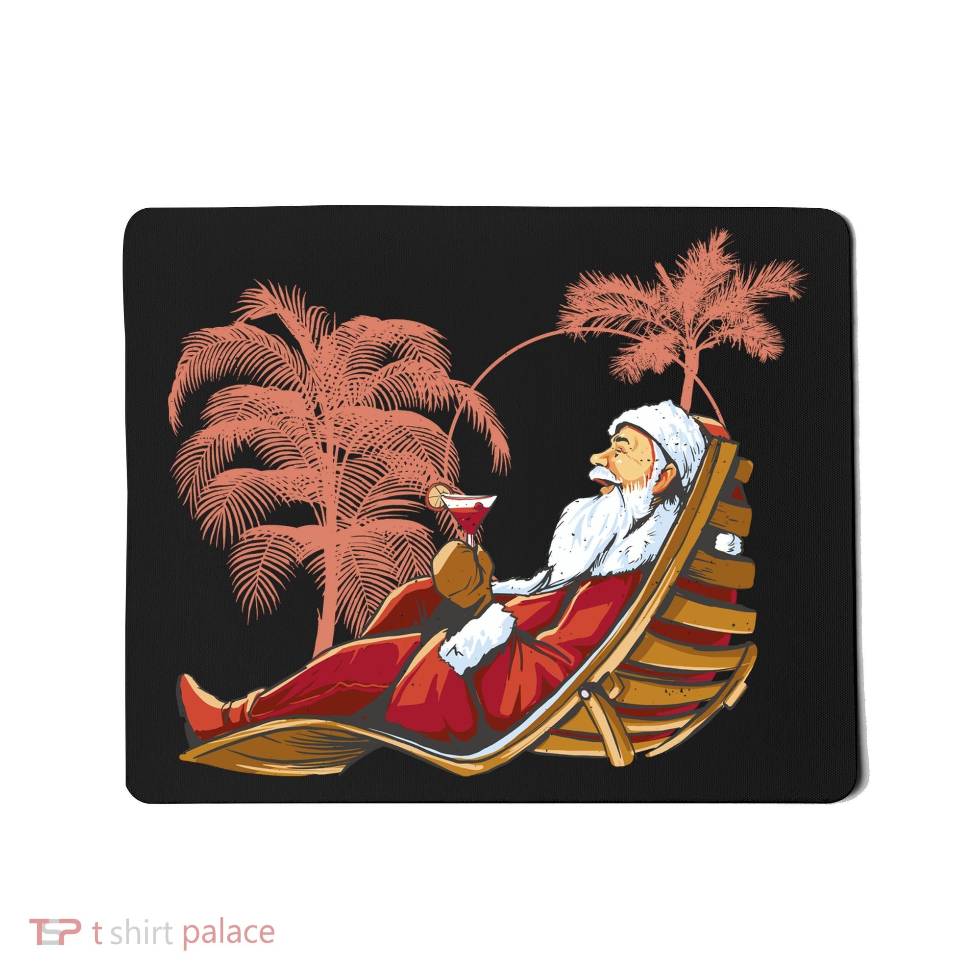 Santa Claus Beach Cocktail Christmas Mousepad