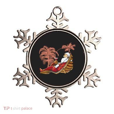 Santa Claus Beach Cocktail Christmas Ornament