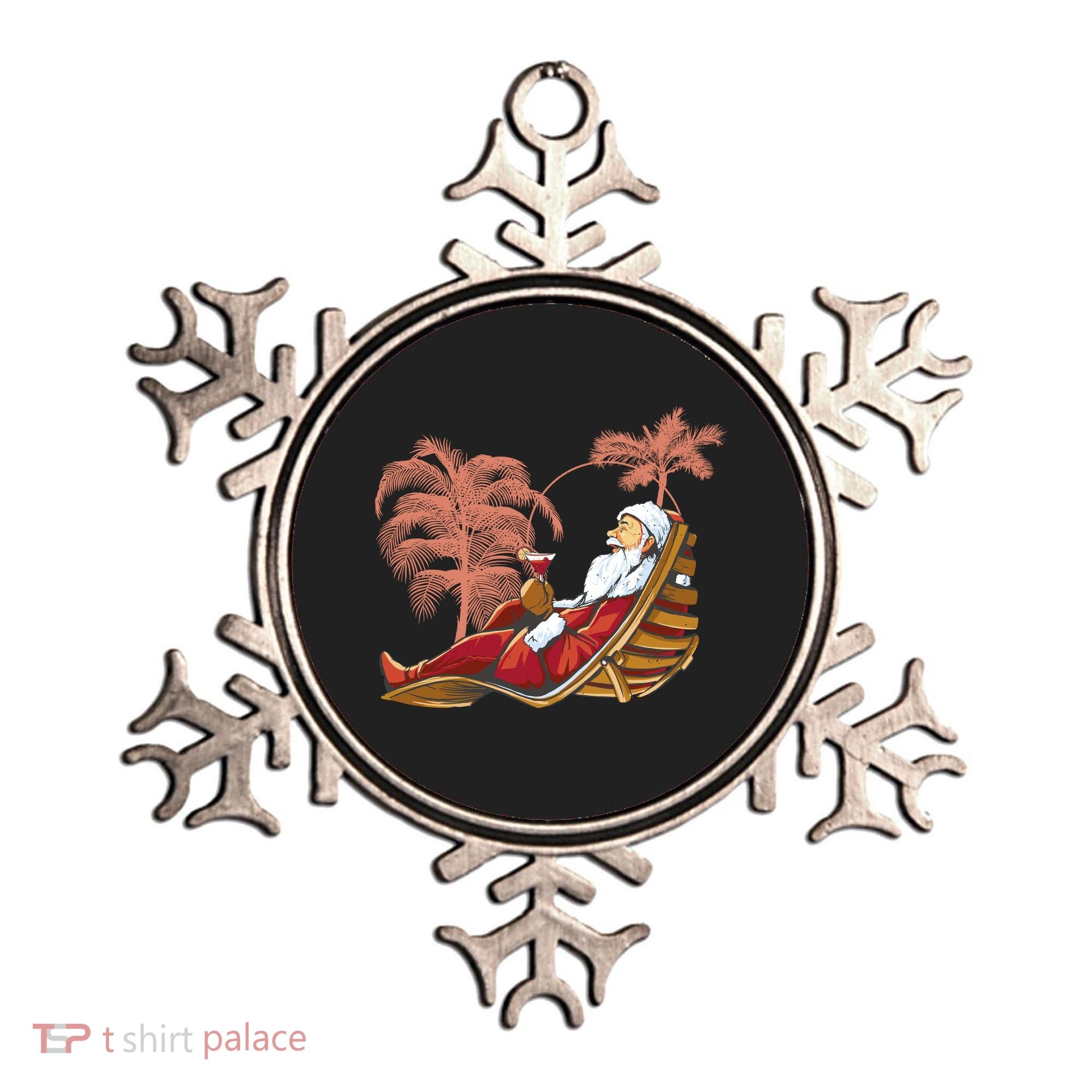 Santa Claus Beach Cocktail Christmas Ornament