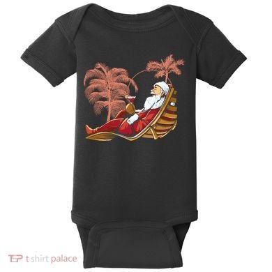Santa Claus Beach Cocktail Christmas Baby Bodysuit
