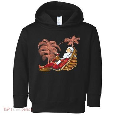 Santa Claus Beach Cocktail Christmas Toddler Hoodie