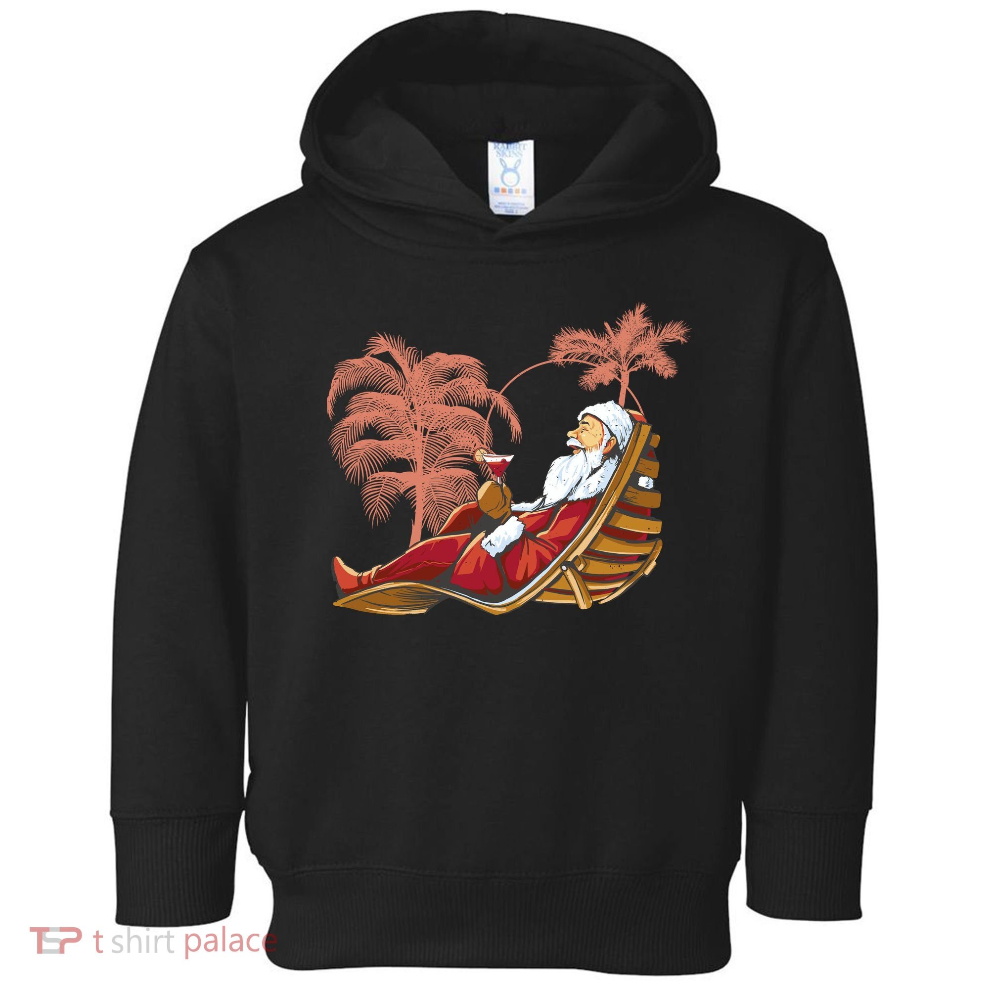 Santa Claus Beach Cocktail Christmas Toddler Hoodie