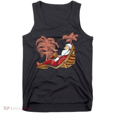 Santa Claus Beach Cocktail Christmas Tank Top