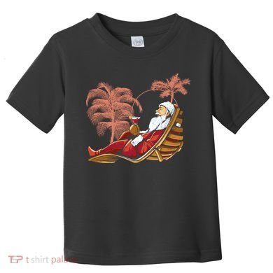 Santa Claus Beach Cocktail Christmas Toddler T-Shirt