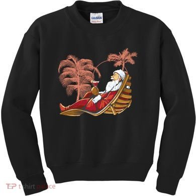 Santa Claus Beach Cocktail Christmas Kids Sweatshirt
