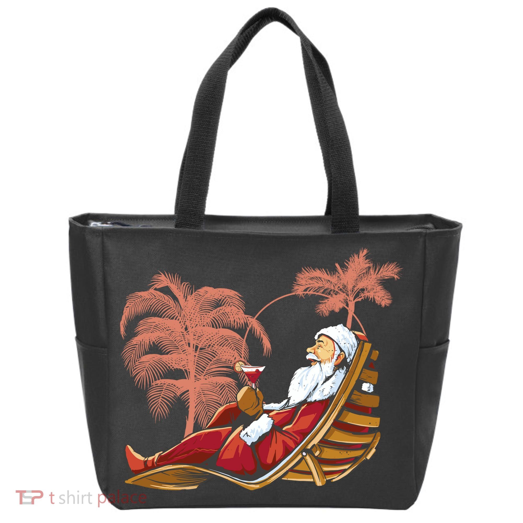 Santa Claus Beach Cocktail Christmas Tote Bag