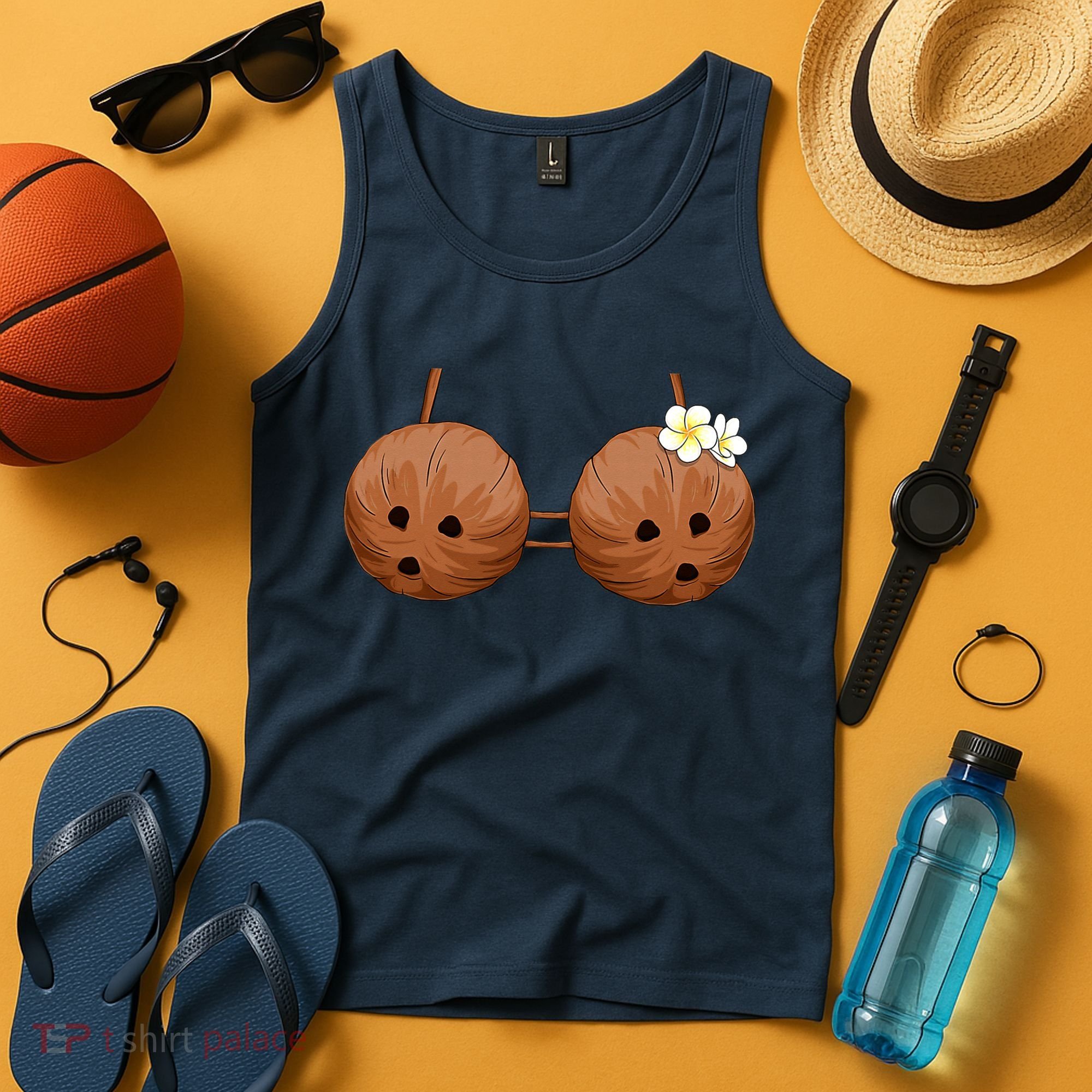 Summer Coconut Bra Halloween Hawaii Tank Top
