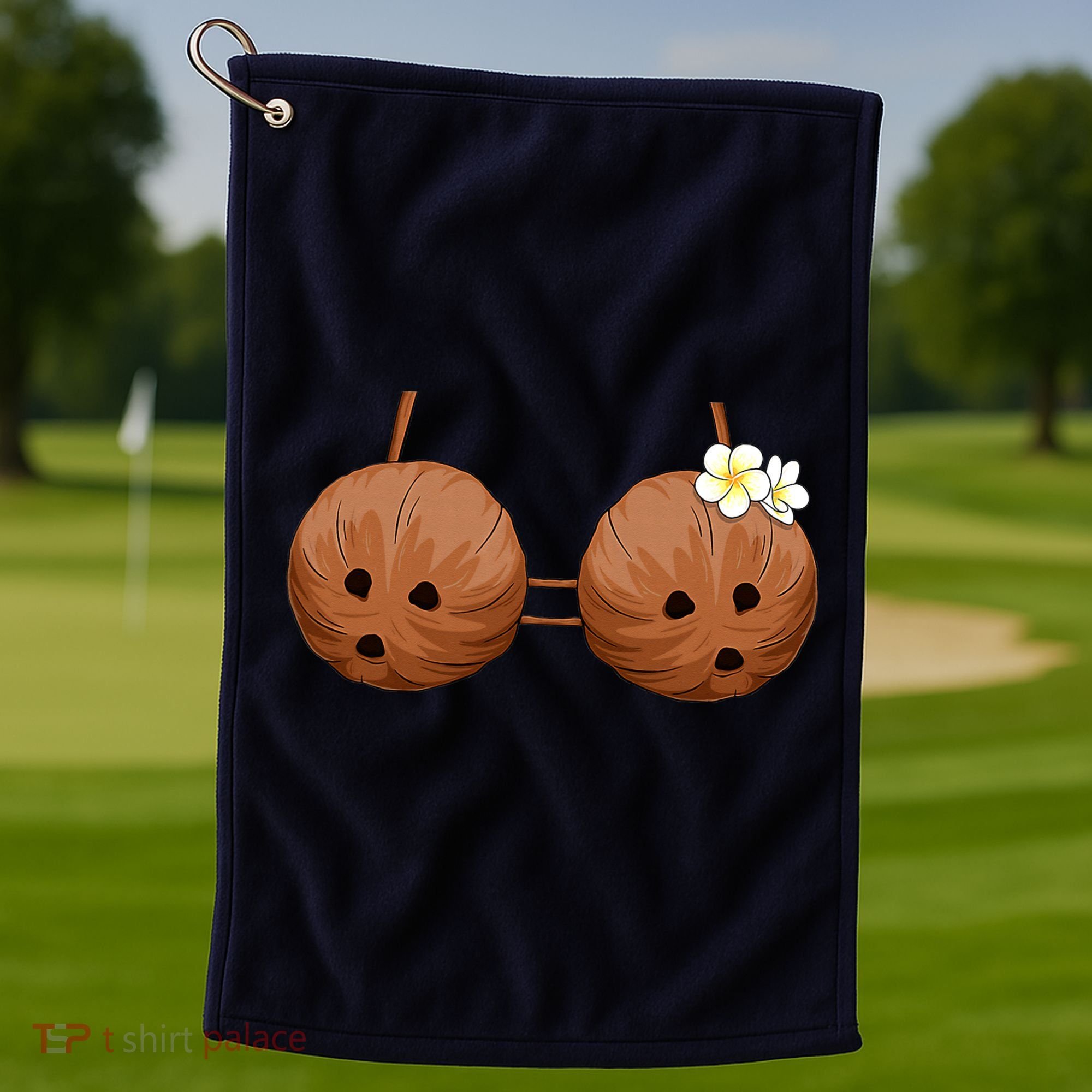 Summer Coconut Bra Halloween Hawaii Golf Towel