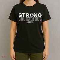 Strong & Courageous Bible Verse Christian T-Shirt thumb 4