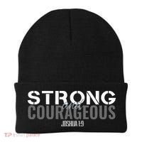 Strong & Courageous Bible Verse Christian Beanie thumb 0