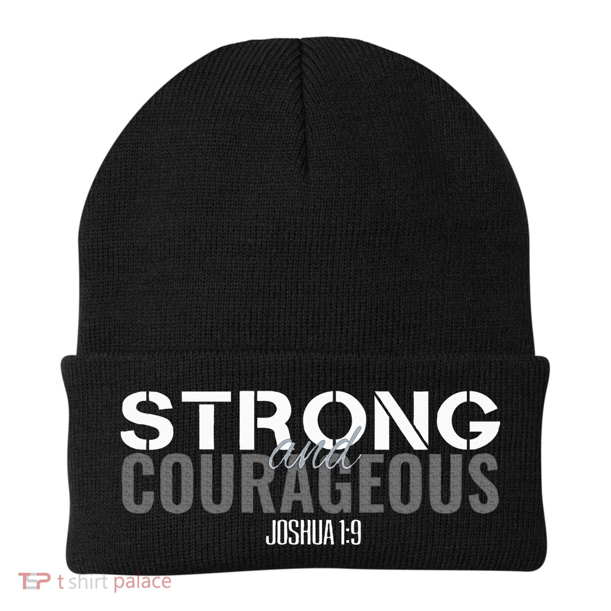 Strong & Courageous Bible Verse Christian Beanie