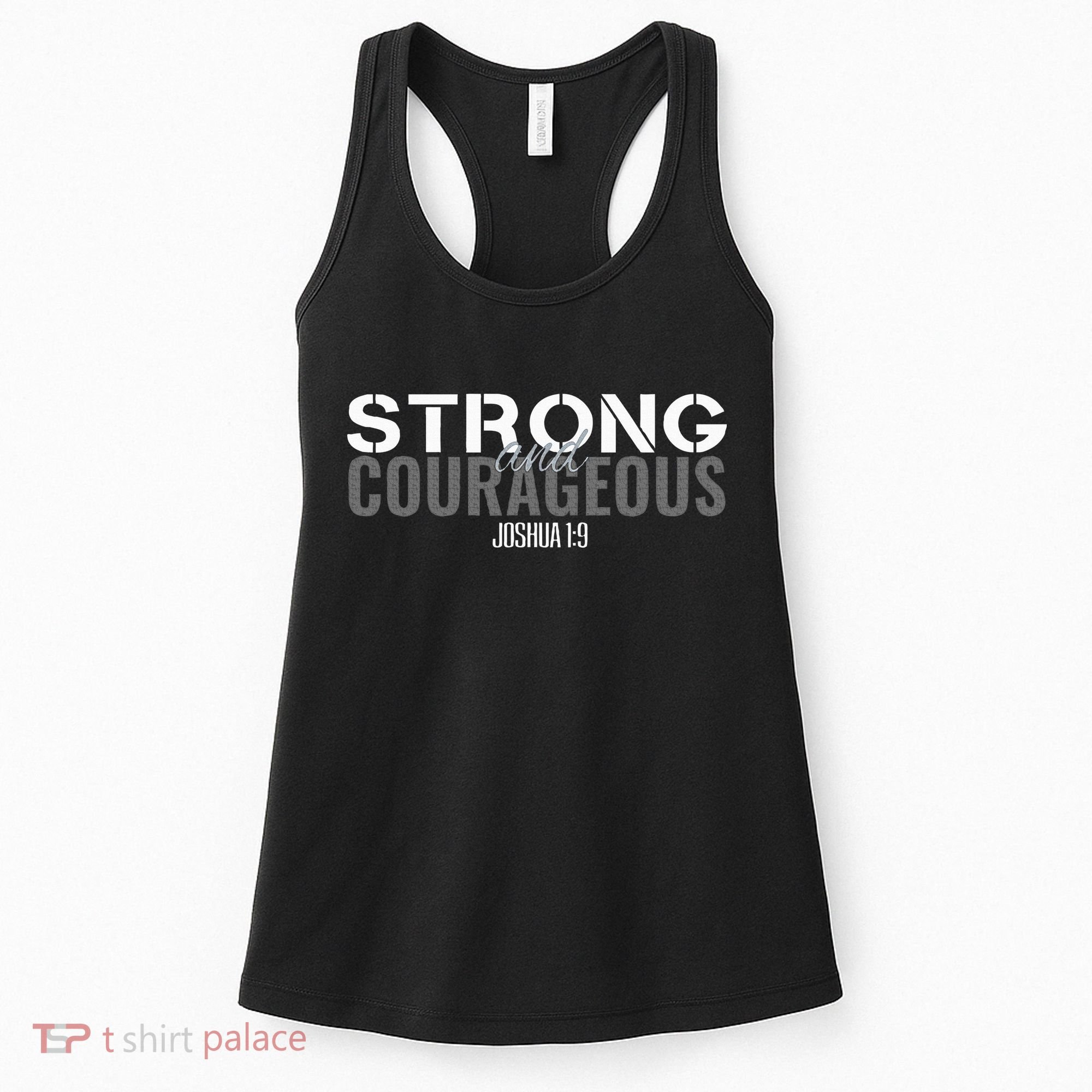 Strong & Courageous Bible Verse Christian Women's Tank Top