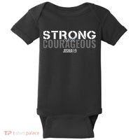 Strong & Courageous Bible Verse Christian Baby Bodysuit thumb 0