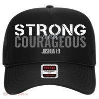 Strong & Courageous Bible Verse Christian Hat thumb 0
