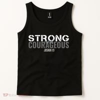 Strong & Courageous Bible Verse Christian Tank Top thumb 2