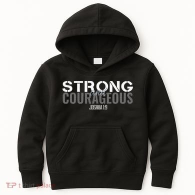 Strong & Courageous Bible Verse Christian Kids Hoodie