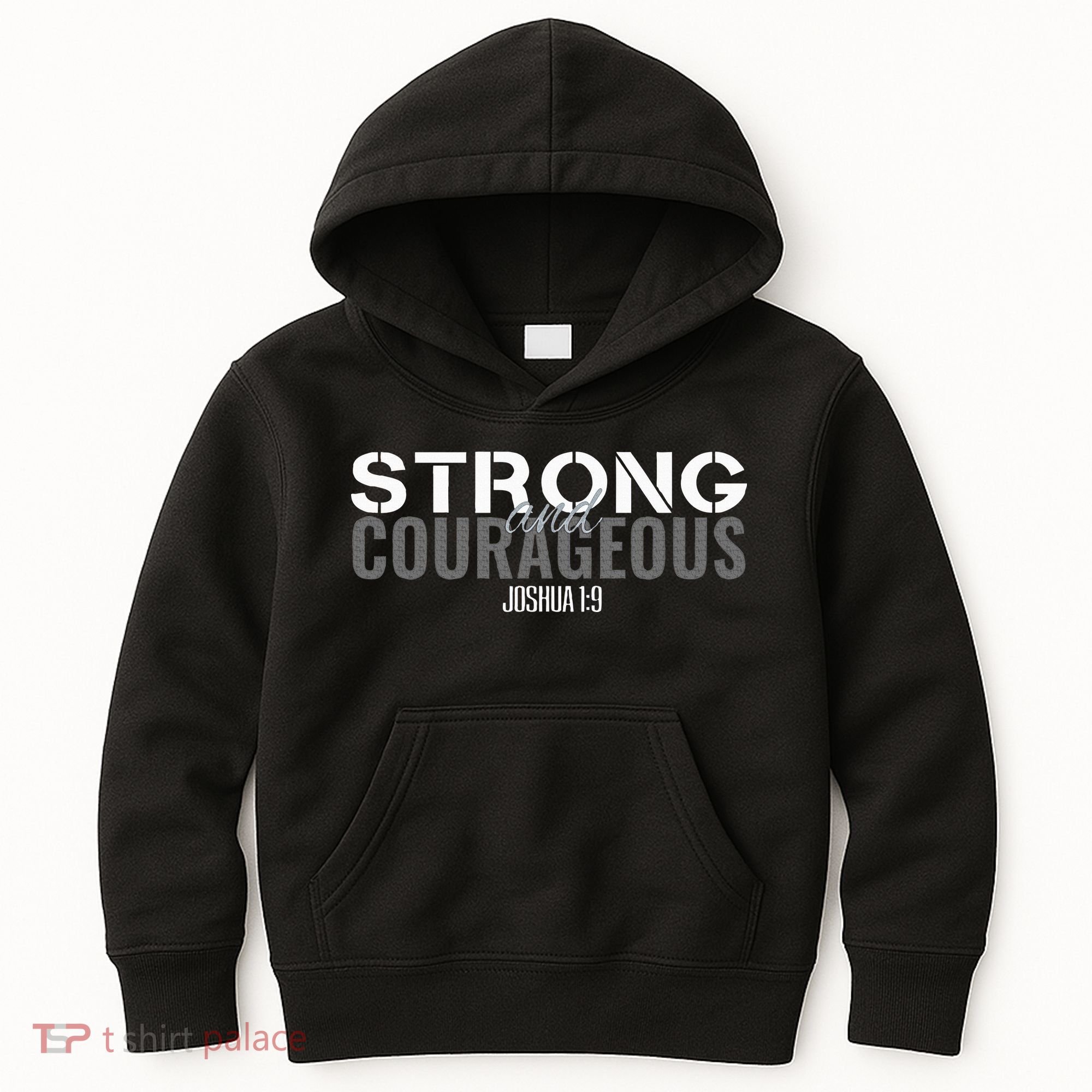 Strong & Courageous Bible Verse Christian Kids Hoodie