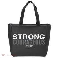 Strong & Courageous Bible Verse Christian Tote Bag thumb 0