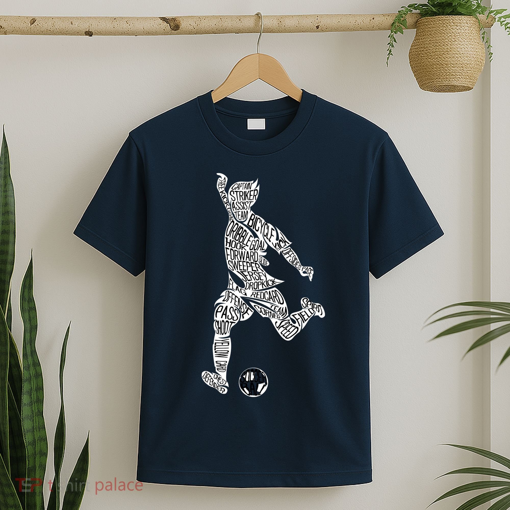 Soccer Player Ball Shadow Word Mashup T-Shirt