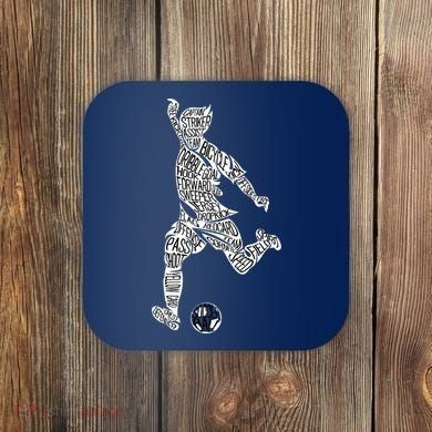 Soccer Player Ball Shadow Word Mashup Coaster