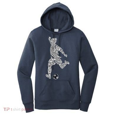 Soccer Player Ball Shadow Word Mashup Women's Hoodie