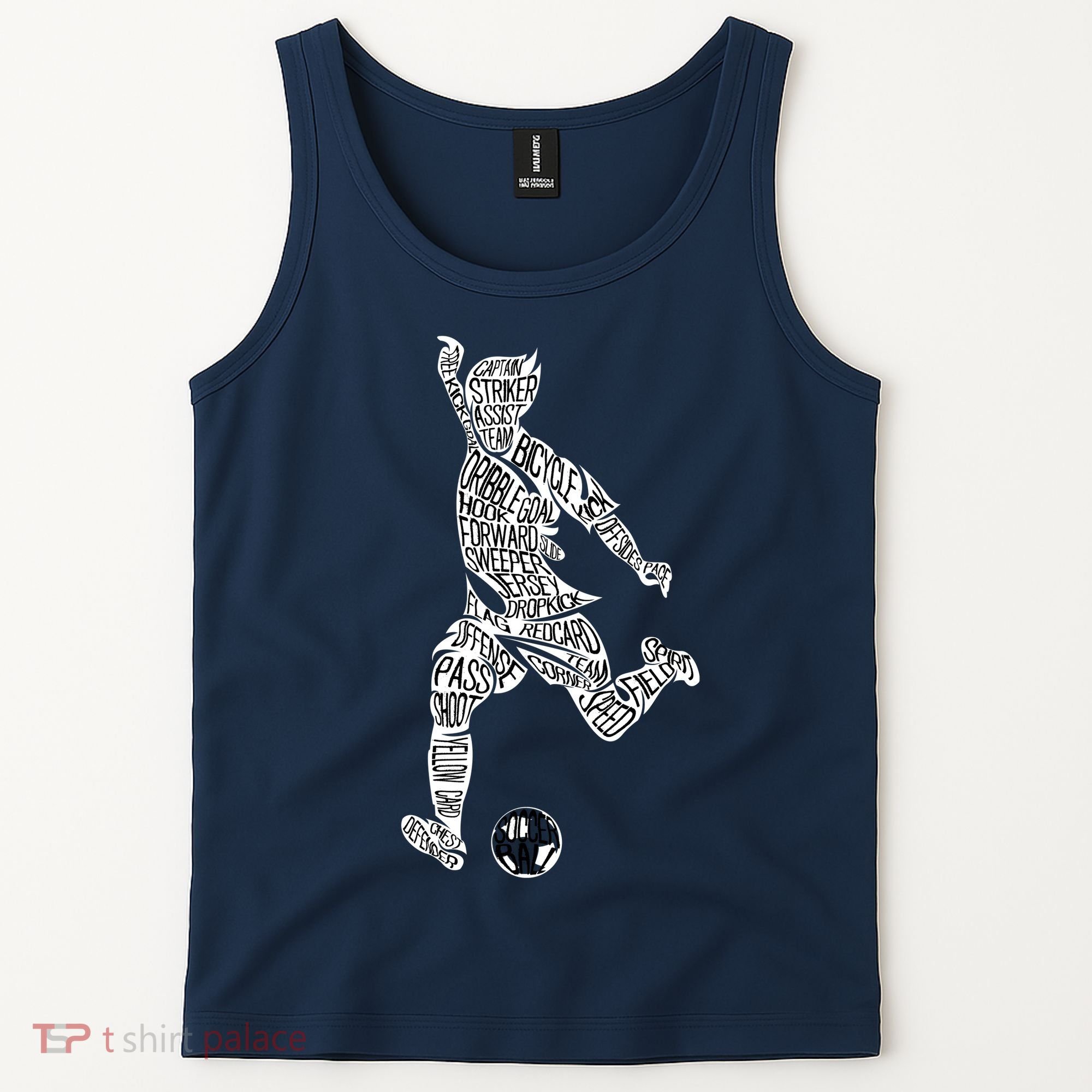 Soccer Player Ball Shadow Word Mashup Tank Top