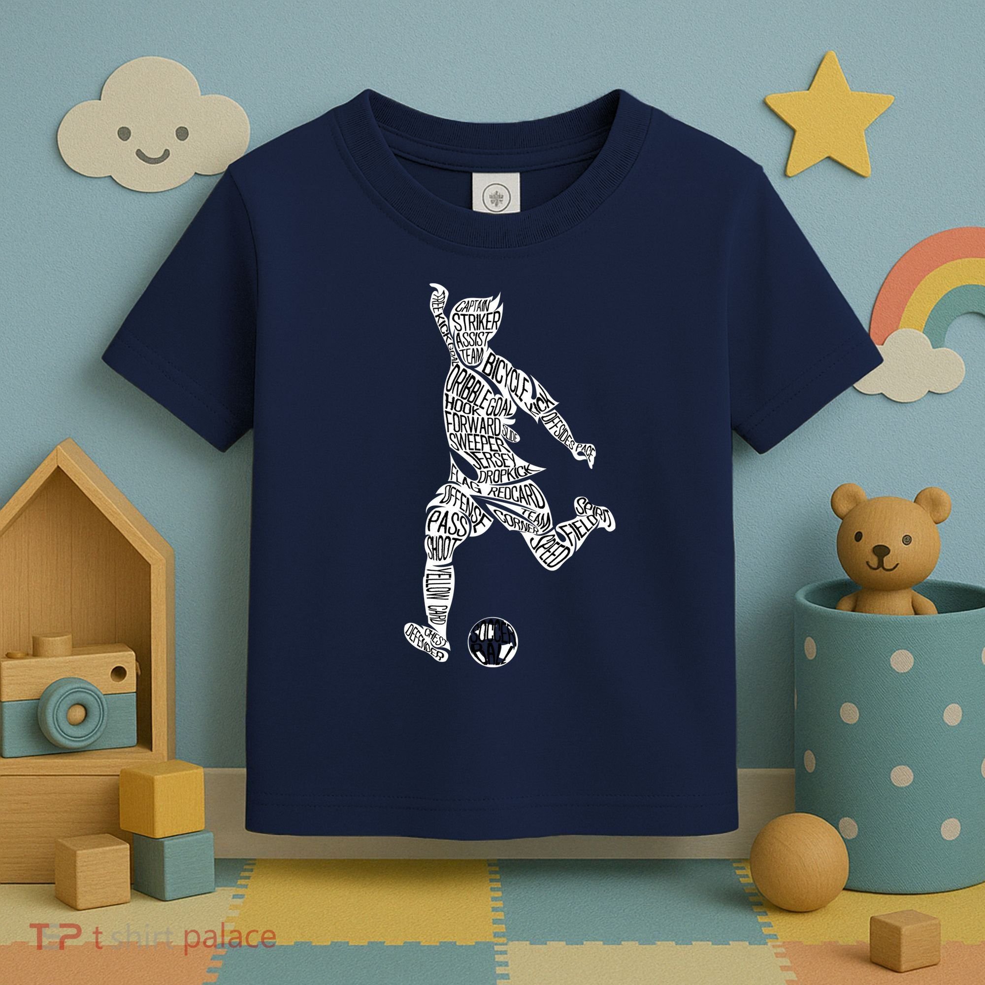 Soccer Player Ball Shadow Word Mashup Toddler T-Shirt