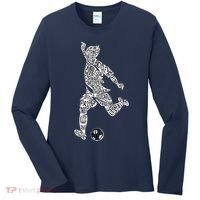 Soccer Player Ball Shadow Word Mashup Women's Long Sleeve Shirt thumb 0