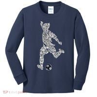 Soccer Player Ball Shadow Word Mashup Kids Long Sleeve Shirt thumb 0