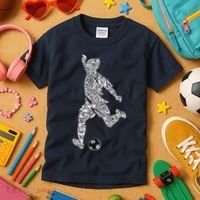 Soccer Player Ball Shadow Word Mashup Kids T-Shirt thumb 3