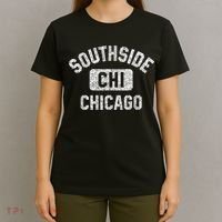 Southside Chicago CHI Gym Style Distressed White Print T-Shirt thumb 4