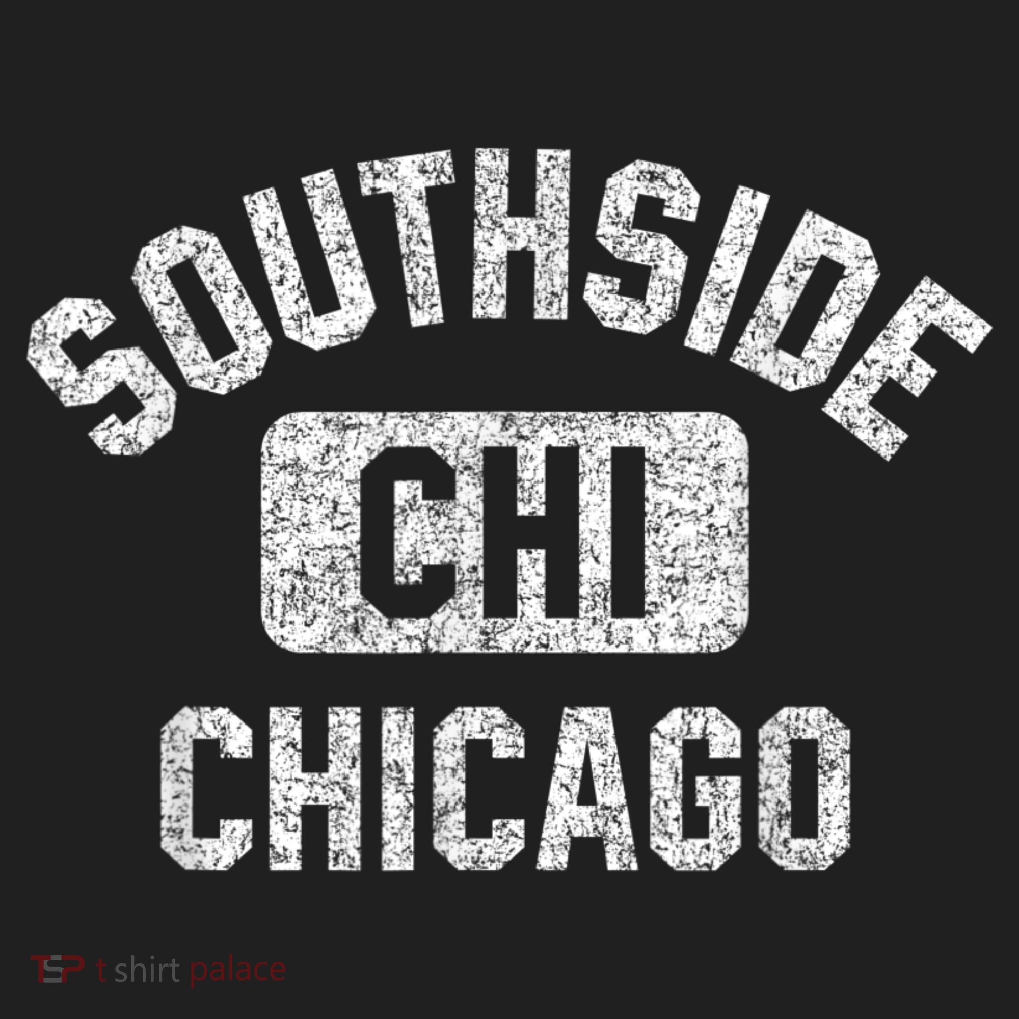Southside Chicago CHI Gym Style Distressed White Print Beanie