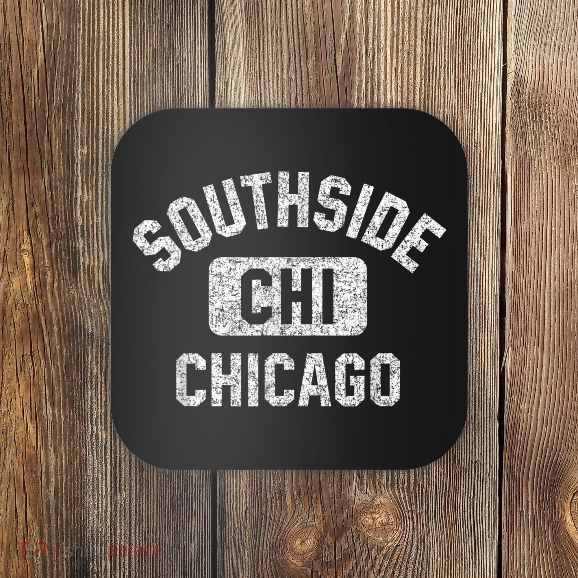 Southside Chicago CHI Gym Style Distressed White Print Coaster