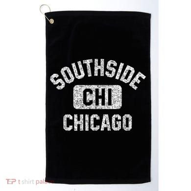 Southside Chicago CHI Gym Style Distressed White Print Golf Towel