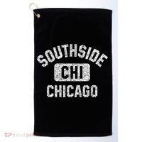 Southside Chicago CHI Gym Style Distressed White Print Golf Towel thumb 0