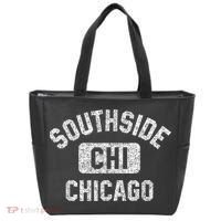 Southside Chicago CHI Gym Style Distressed White Print Tote Bag thumb 0