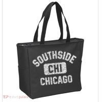Southside Chicago CHI Gym Style Distressed White Print Tote Bag thumb 2