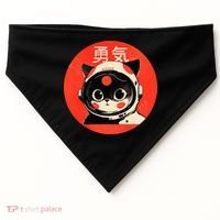 Space Cat Courage Japanese Retro Kawaii Cute Astronaut Cat USA-Made Doggie Bandana thumb 0