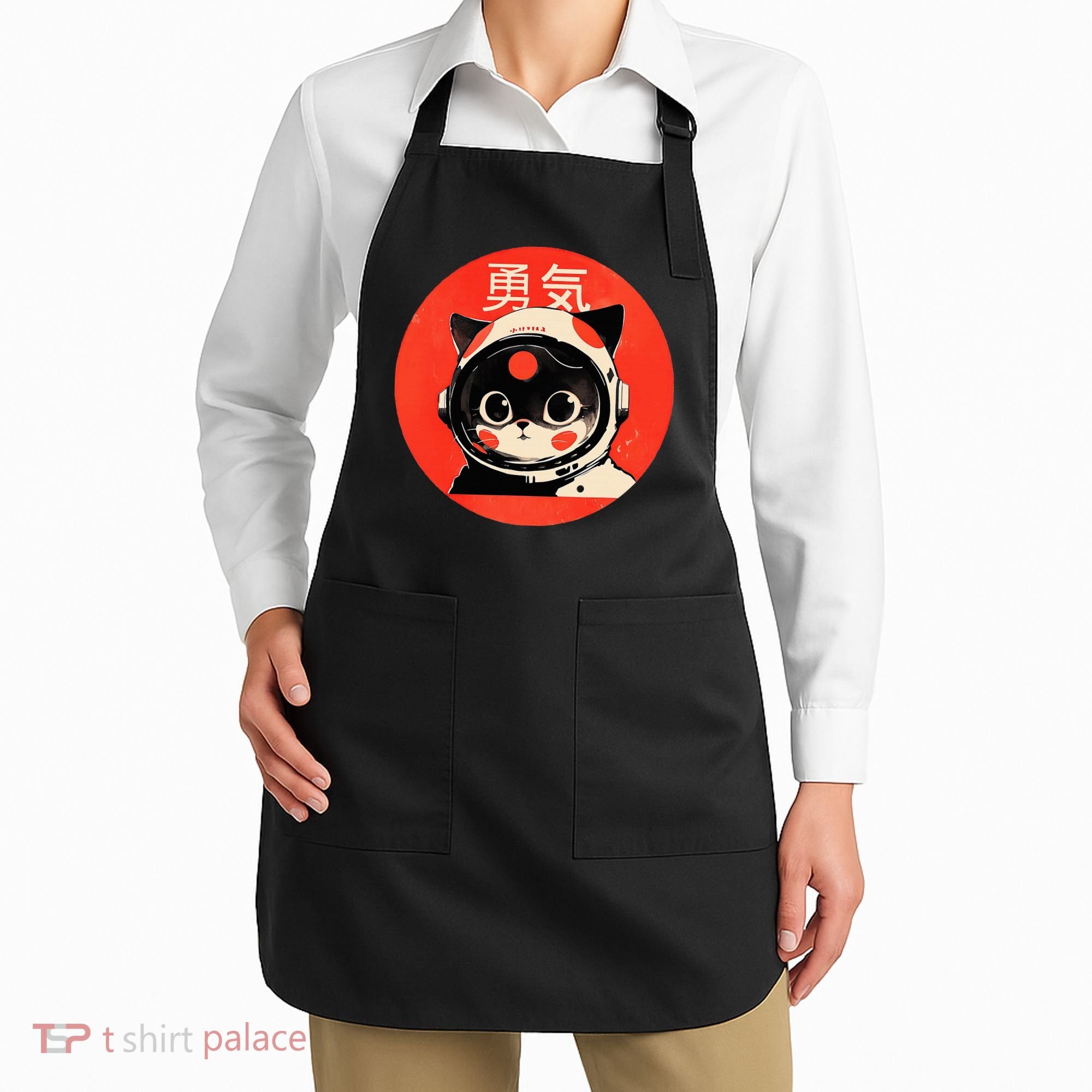 Space Cat Courage Japanese Retro Kawaii Cute Astronaut Cat Apron