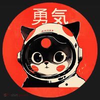 Space Cat Courage Japanese Retro Kawaii Cute Astronaut Cat Apron thumb 3