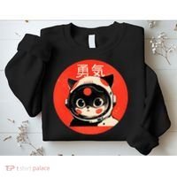 Space Cat Courage Japanese Retro Kawaii Cute Astronaut Cat Sweatshirt thumb 2
