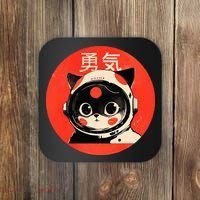 Space Cat Courage Japanese Retro Kawaii Cute Astronaut Cat Coaster thumb 0