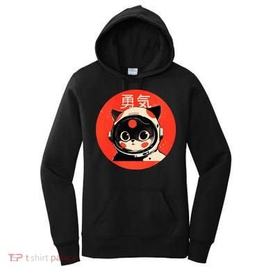 Space Cat Courage Japanese Retro Kawaii Cute Astronaut Cat Women's Hoodie