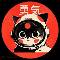 Space Cat Courage Japanese Retro Kawaii Cute Astronaut Cat Women's Hoodie thumb 2