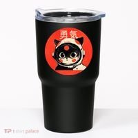 Space Cat Courage Japanese Retro Kawaii Cute Astronaut Cat Tumbler thumb 0