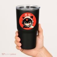 Space Cat Courage Japanese Retro Kawaii Cute Astronaut Cat Tumbler thumb 2